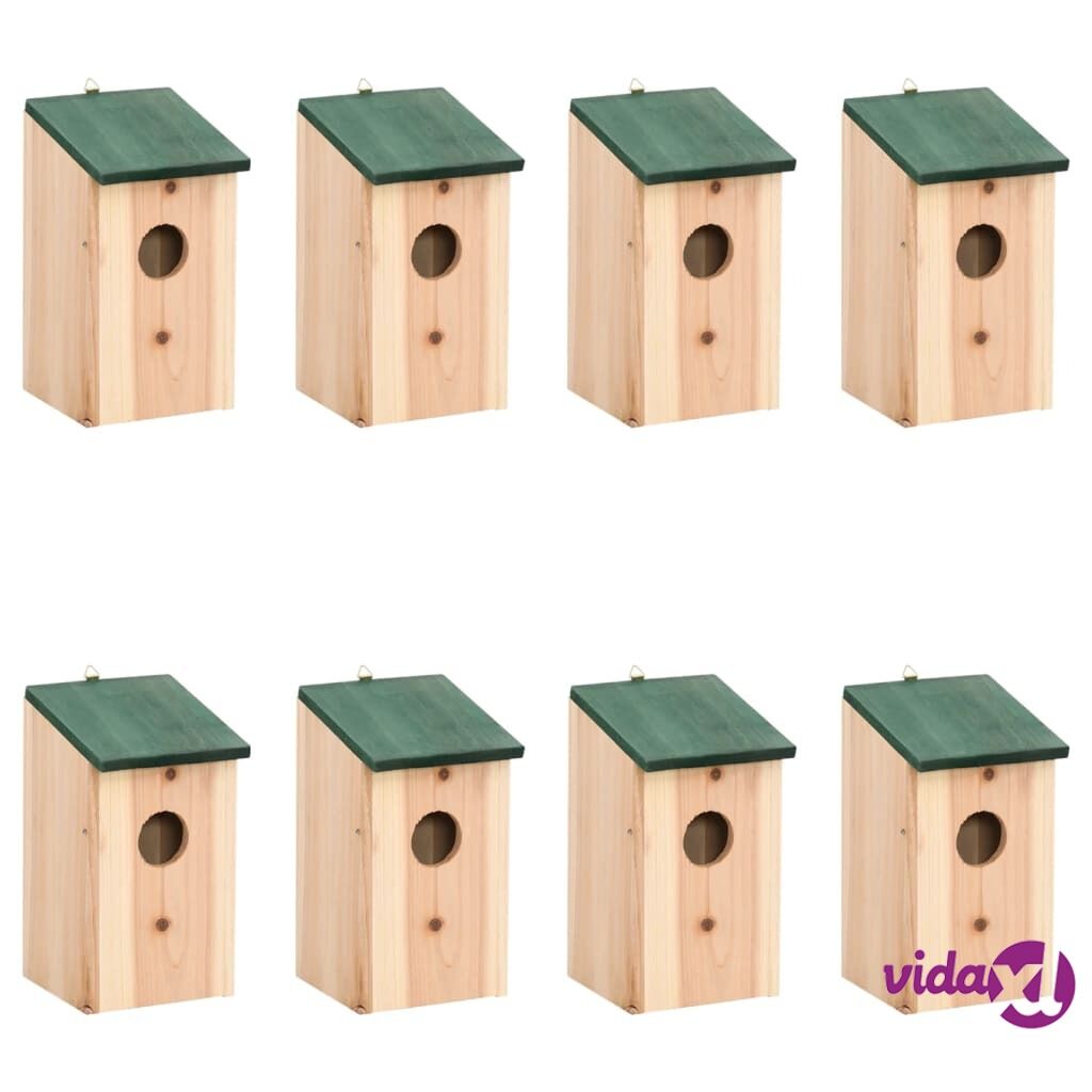 vidaXL Bird Houses 8 pcs Wood 12x12x22 cm