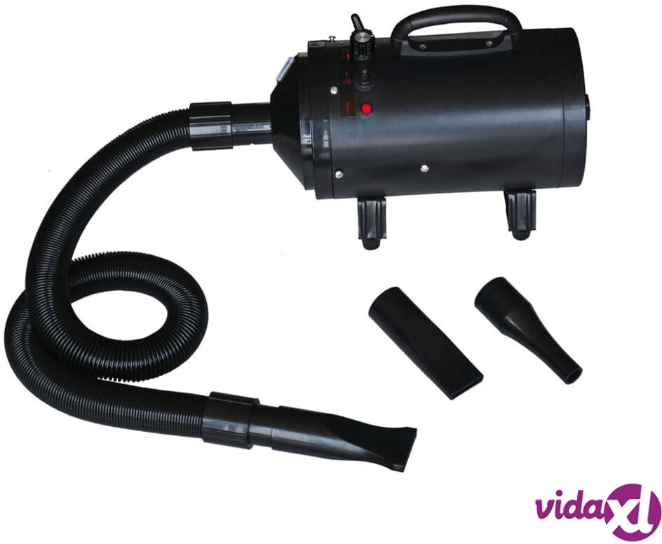 vidaXL Dog Hair Dryer with 3 Nozzles Black 2400 W