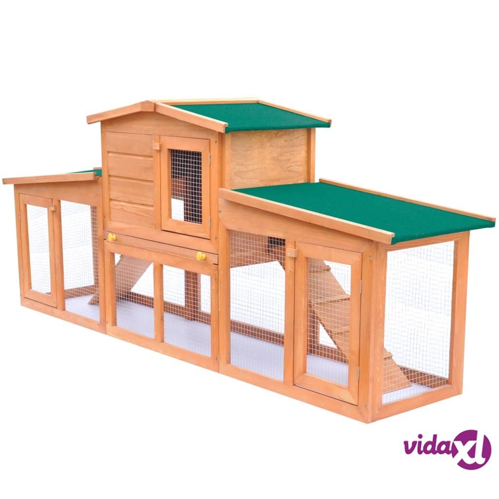 vidaXL Large Rabbit Hutch Small Animal House Pet Cage with Roofs Wood