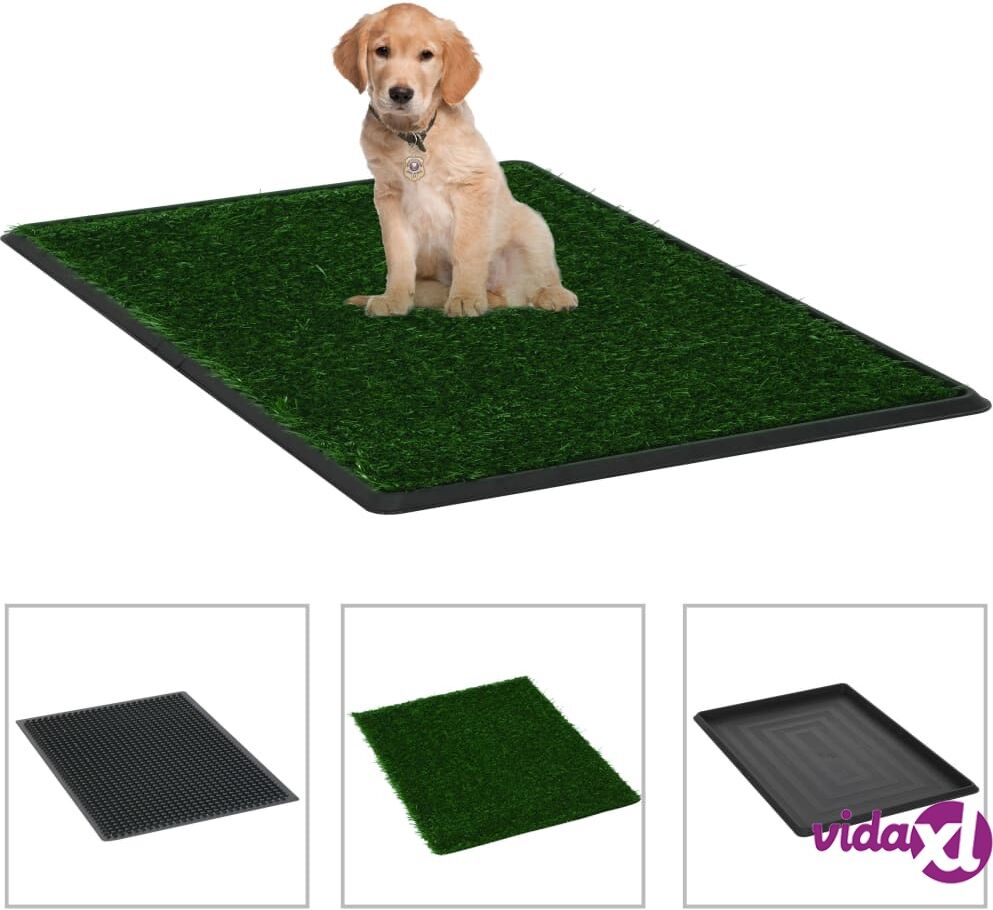 vidaXL Pet Toilets 2 Pieces with Tray and Artificial Turf Green 76x51x3 cm WC