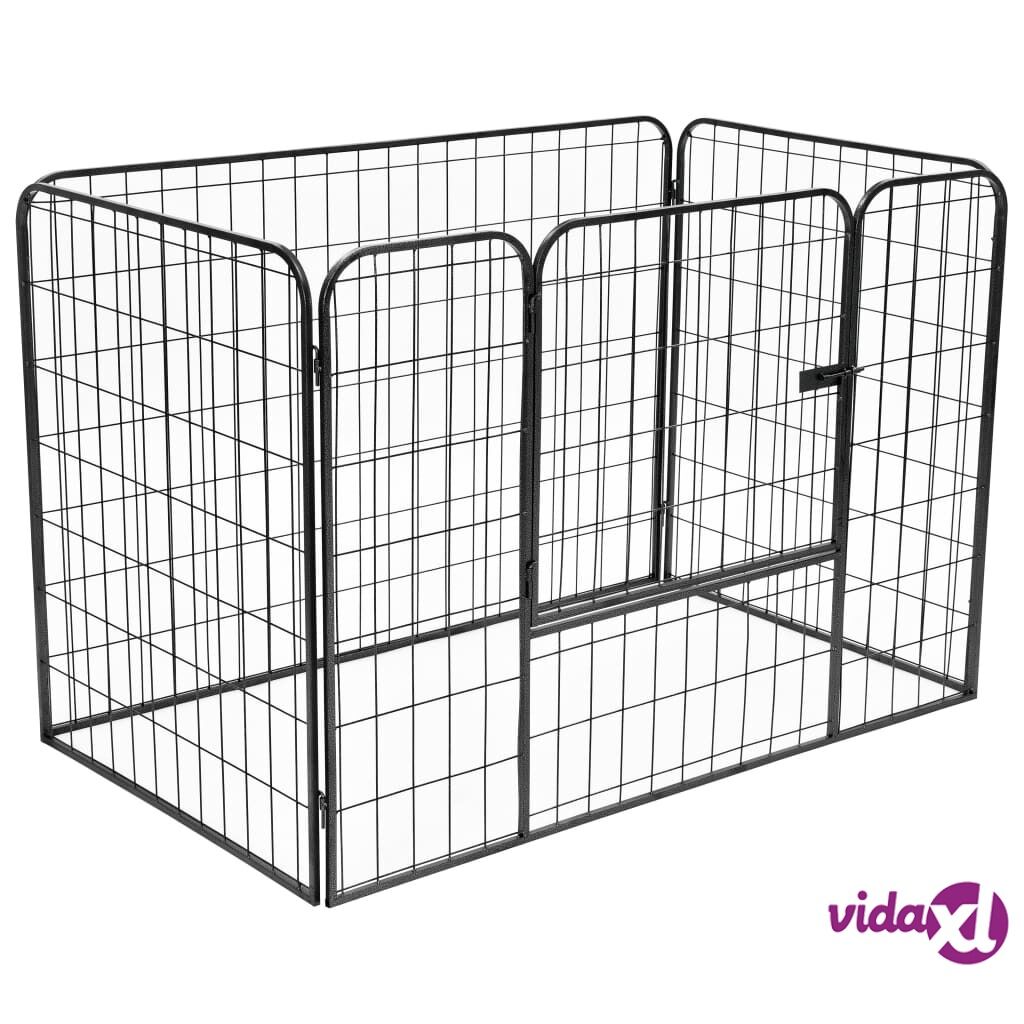 vidaXL Heavy Duty Dog Playpen Black 120x80x70 cm Steel