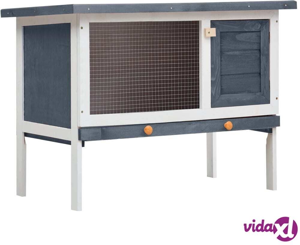 vidaXL Outdoor Rabbit Hutch 1 Layer Grey Wood