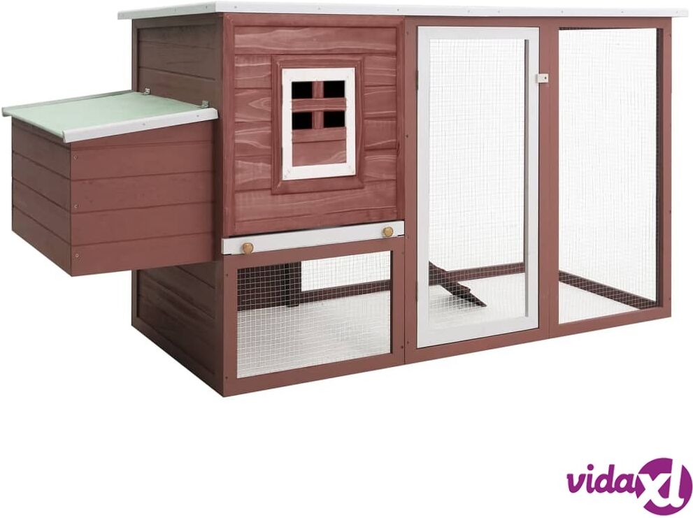 vidaXL Outdoor Chicken Cage Hen House with 1 Egg Cage Brown Wood