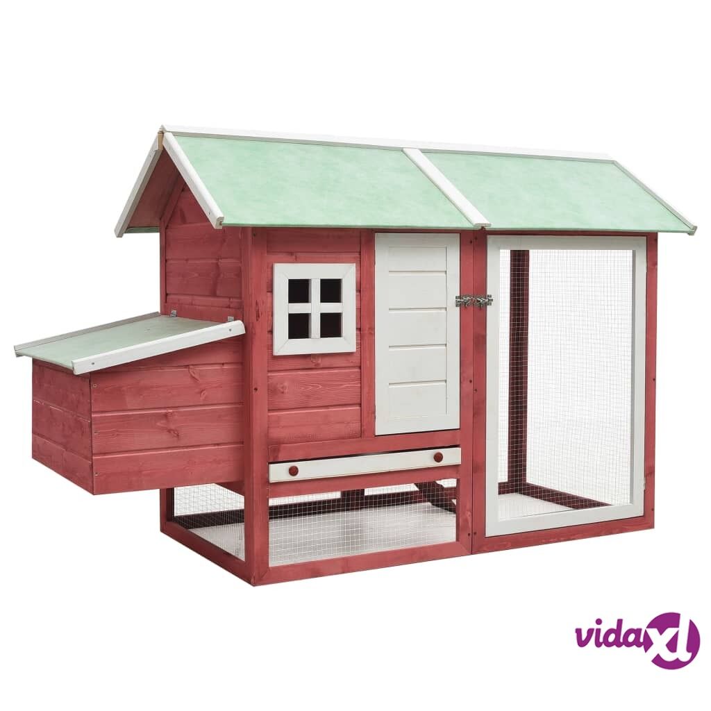 vidaXL Chicken Cage Red 170x81x110 cm Solid Pine & Fir Wood