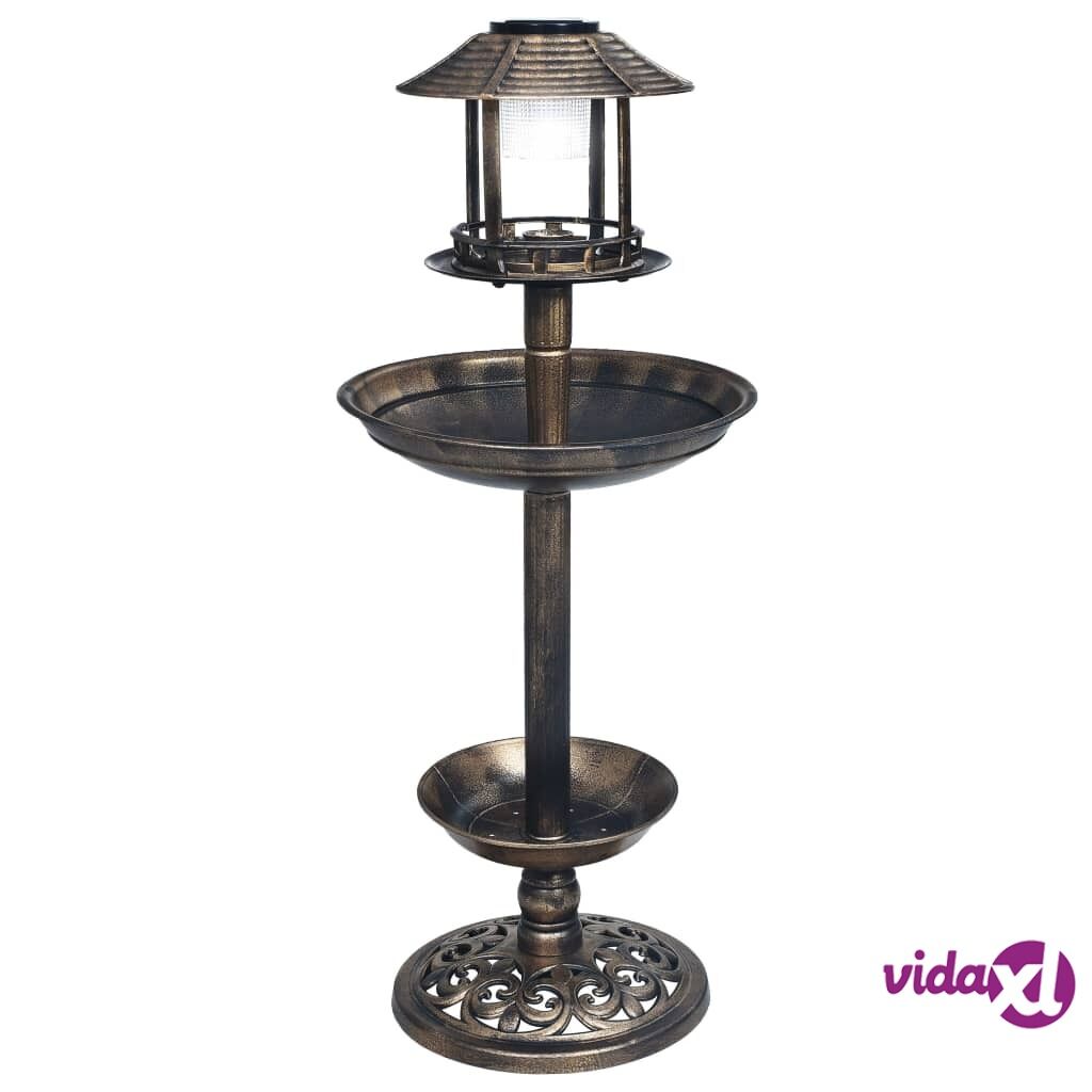 vidaXL Decorative Birdbath with Solar Powered LED Lights Plastic