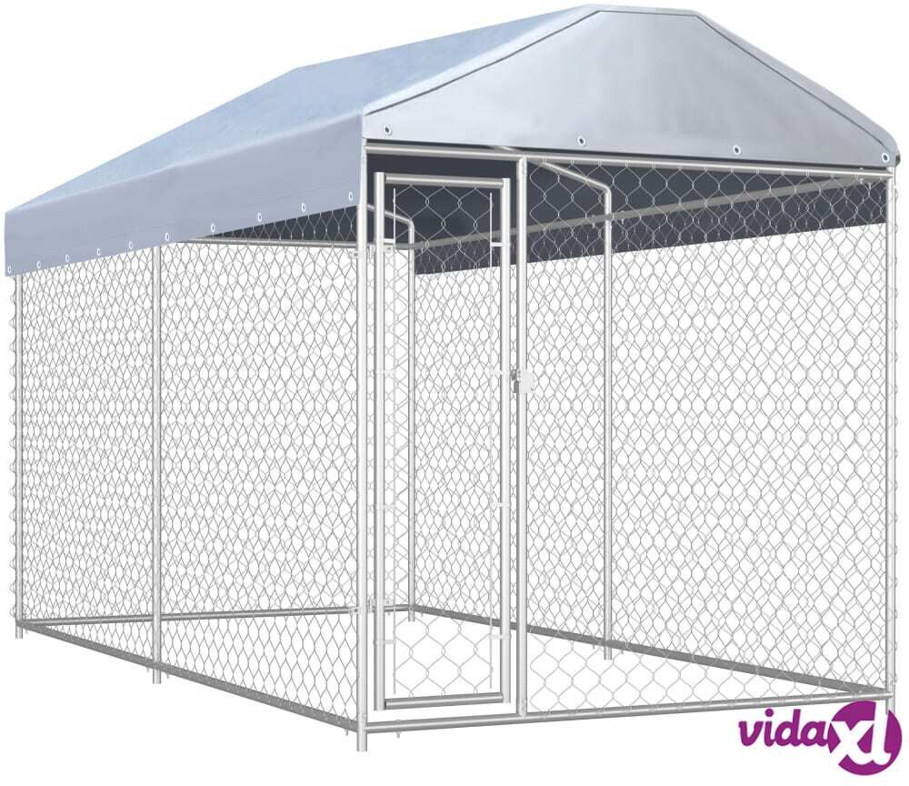 vidaXL Outdoor Dog Kennel with Canopy Top 382x192x225 cm