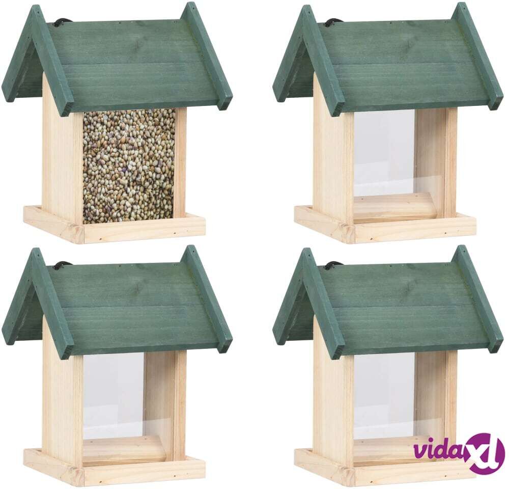 vidaXL Bird Feeders 4 pcs Firwood