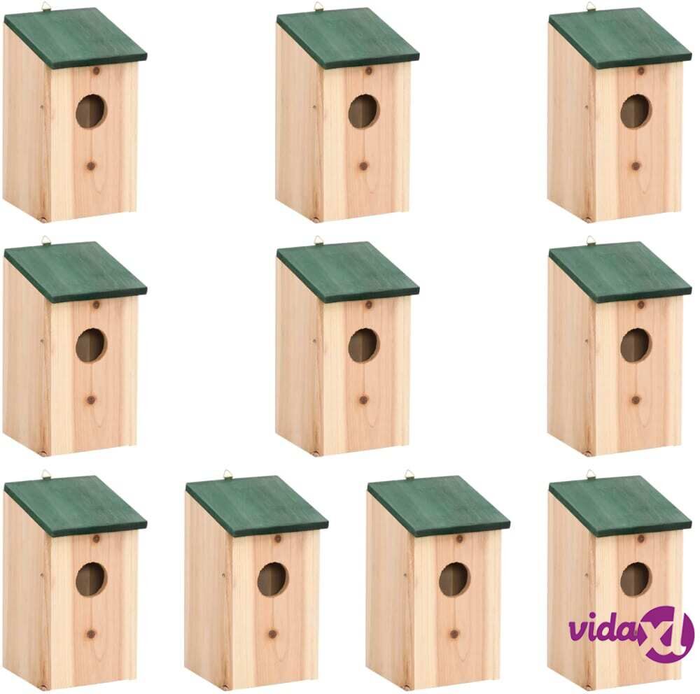 vidaXL Bird Houses 10 pcs Solid Firwood 12x12x22 cm