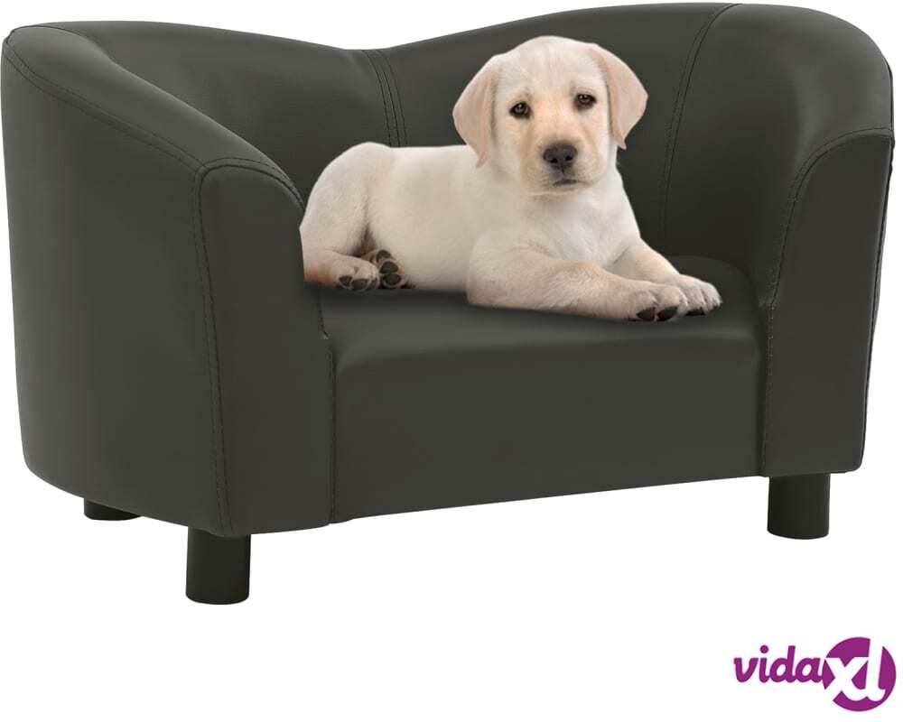 vidaXL Dog Sofa Dark Grey 67x41x39 cm Faux Leather