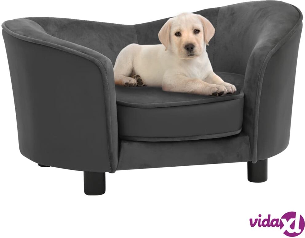 vidaXL Dog Sofa Dark Grey 69x49x40 cm Plush and Faux Leather