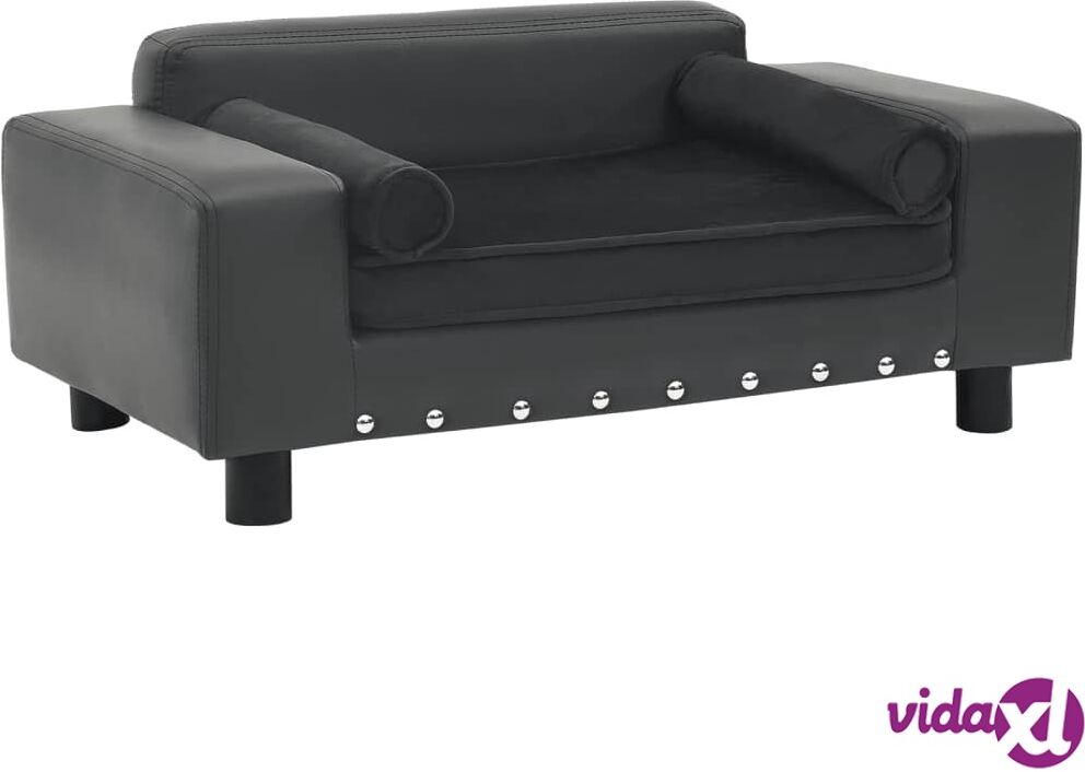 vidaXL Dog Sofa Dark Grey 81x43x31 cm Plush and Faux Leather