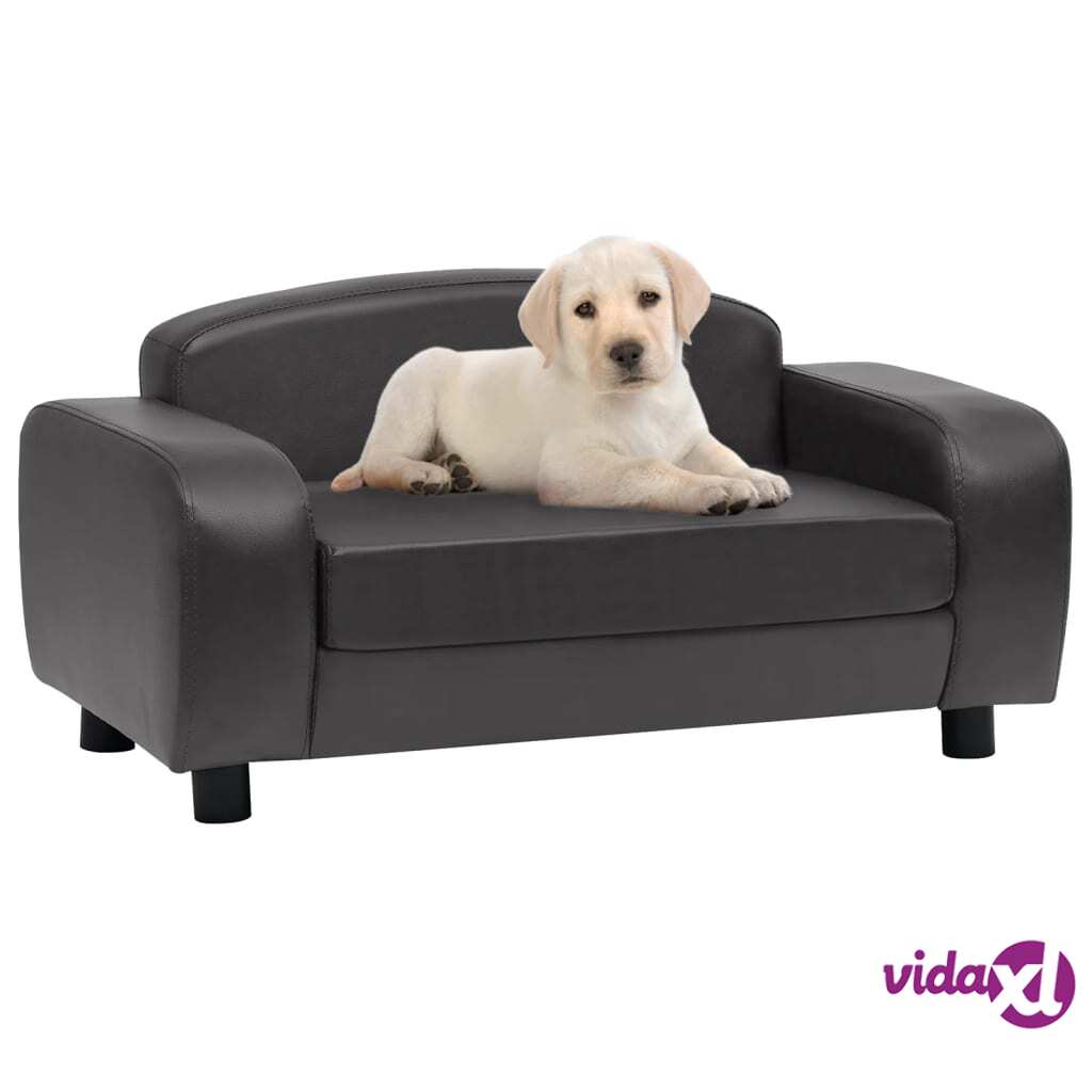 vidaXL Dog Sofa Dark Grey 80x50x40 cm Faux Leather
