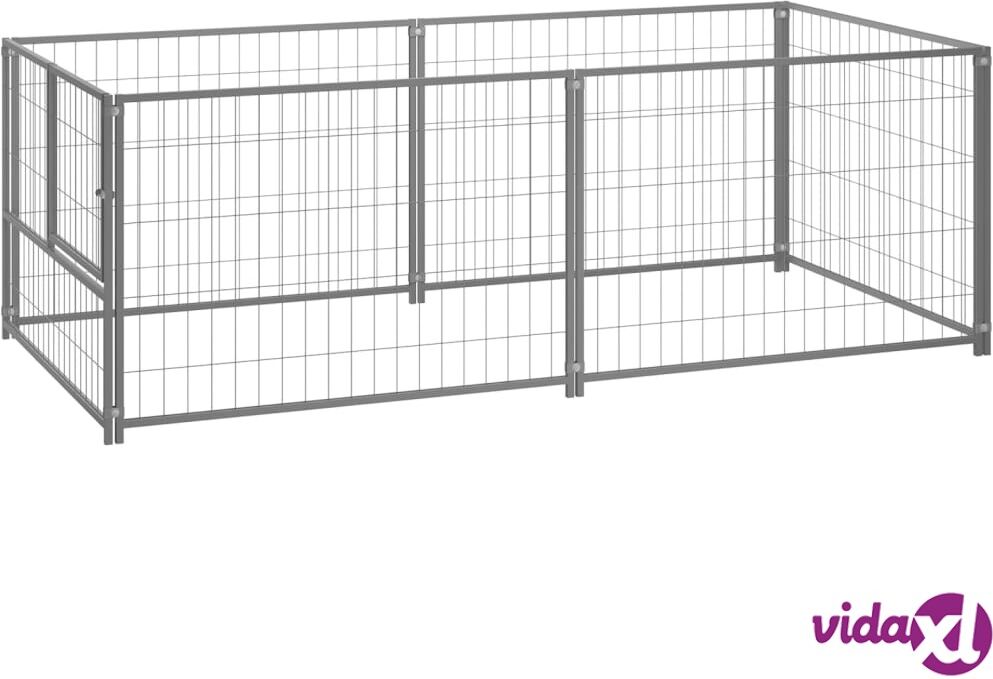 vidaXL Dog Kennel Silver 200x100x70 cm Steel