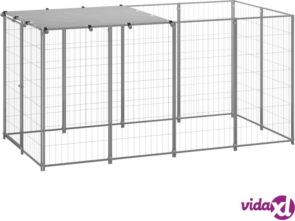 vidaXL Dog Kennel Silver 2.42 m² Steel