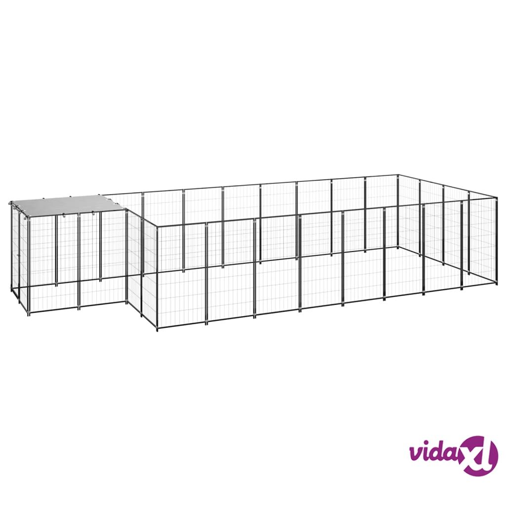 vidaXL Dog Kennel Black 10.89 m² Steel