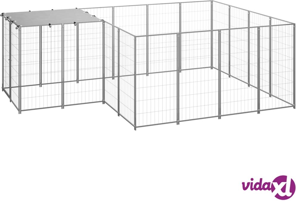 vidaXL Dog Kennel Silver 6.05 m² Steel