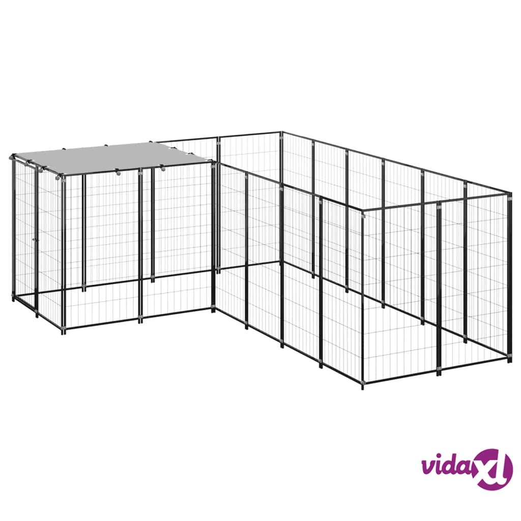 vidaXL Dog Kennel Black 4.84 m² Steel