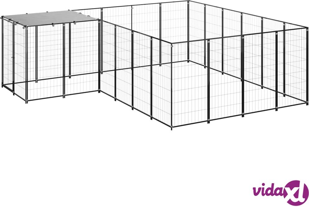 vidaXL Dog Kennel Black 8.47 m² Steel