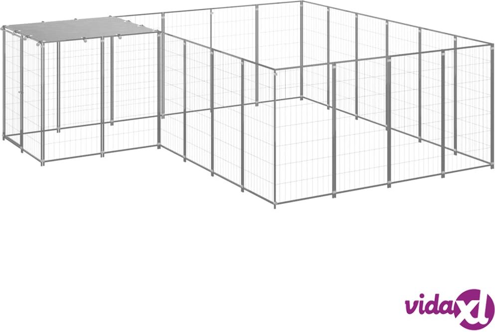 vidaXL Dog Kennel Silver 8.47 m² Steel