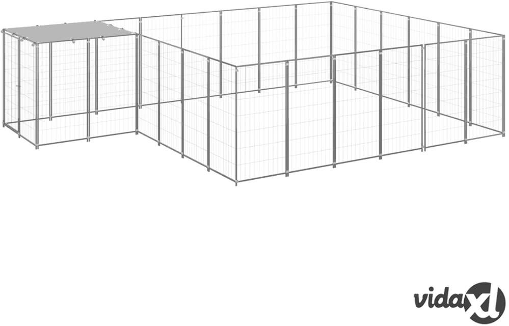 vidaXL Dog Kennel Silver 12.1 m² Steel