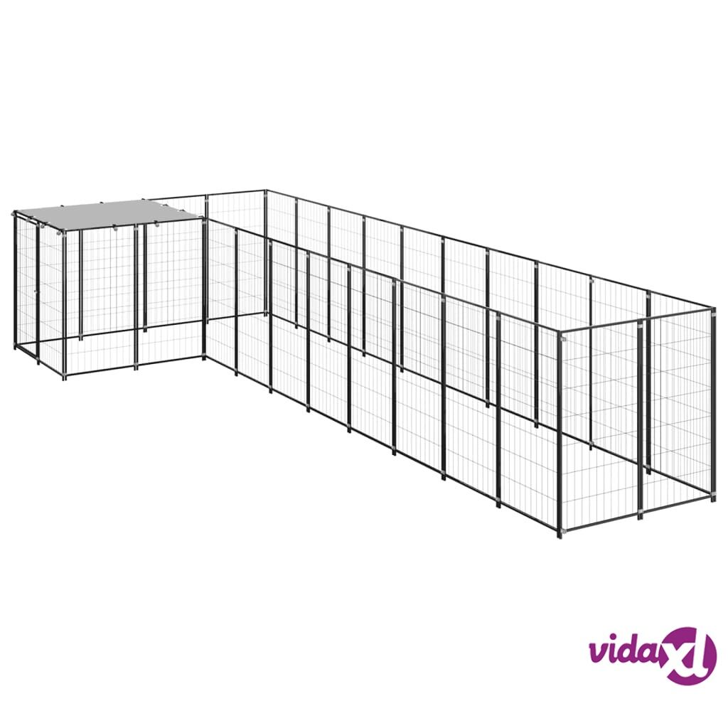 vidaXL Dog Kennel Black 7.26 m² Steel