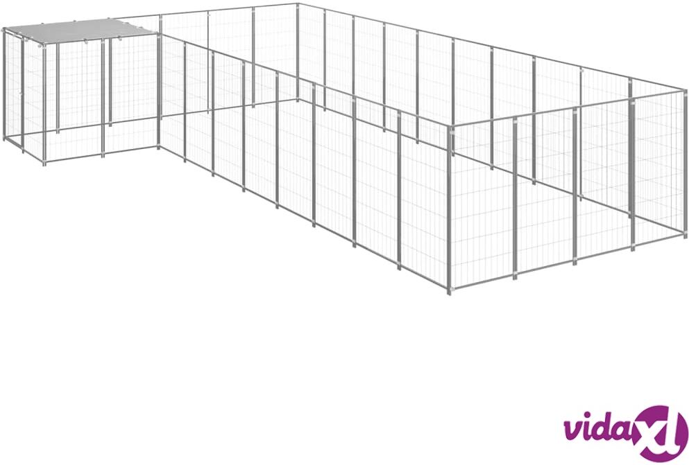 vidaXL Dog Kennel Silver 13.31 m² Steel