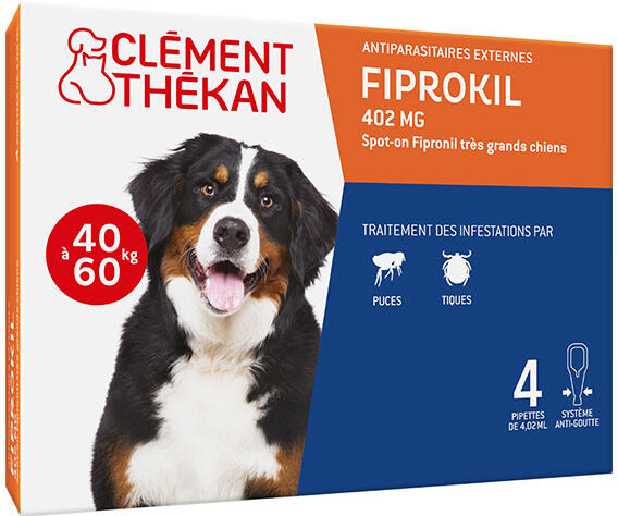 Clément Thékan Fiprokil Très Grands Chiens 40-60kg 4 pipettes