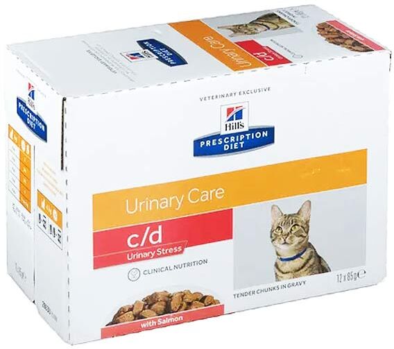 Hill's Prescription Diet Feline C/D Unirnary Stress Aliment Humide Saumon 12 x 85g