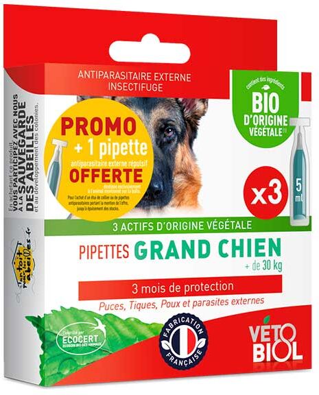 Vetobiol Vétobiol Antiparasitaire Pipette Grand Chien Bio 3 Pipette