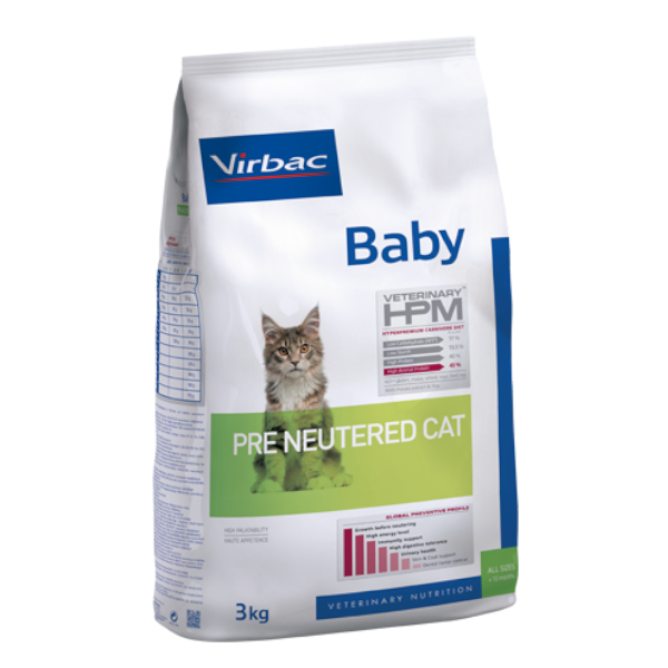Virbac Veterinary hpm Pre Neutered Baby (chaton ou sevrage a 12 mois) Croquettes 3kg