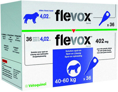 Vetoquinol Flevox 402mg (fipronil) Insecticide Tres Grand Chien de 40 a 60kg Spot on 36 pipettes