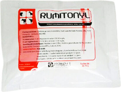 Technovet Eurotonic Rumitonyl Relance du Rumen et Rumination Bovin Ovin Caprin Poudre Orale sachet de 70g