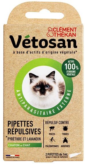 Clément Thékan Vétosan Pipettes Répulsives Chat et Chaton 2 pipettes