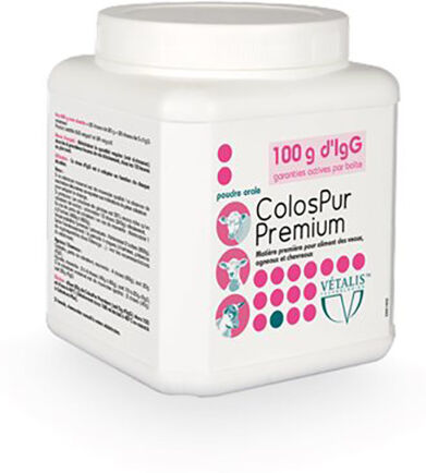 Vétalis Colospur Premium Colostrum ibr Negatif Bovin Ovin Caprin Poudre Orale pot de 400g avec dosette 20g