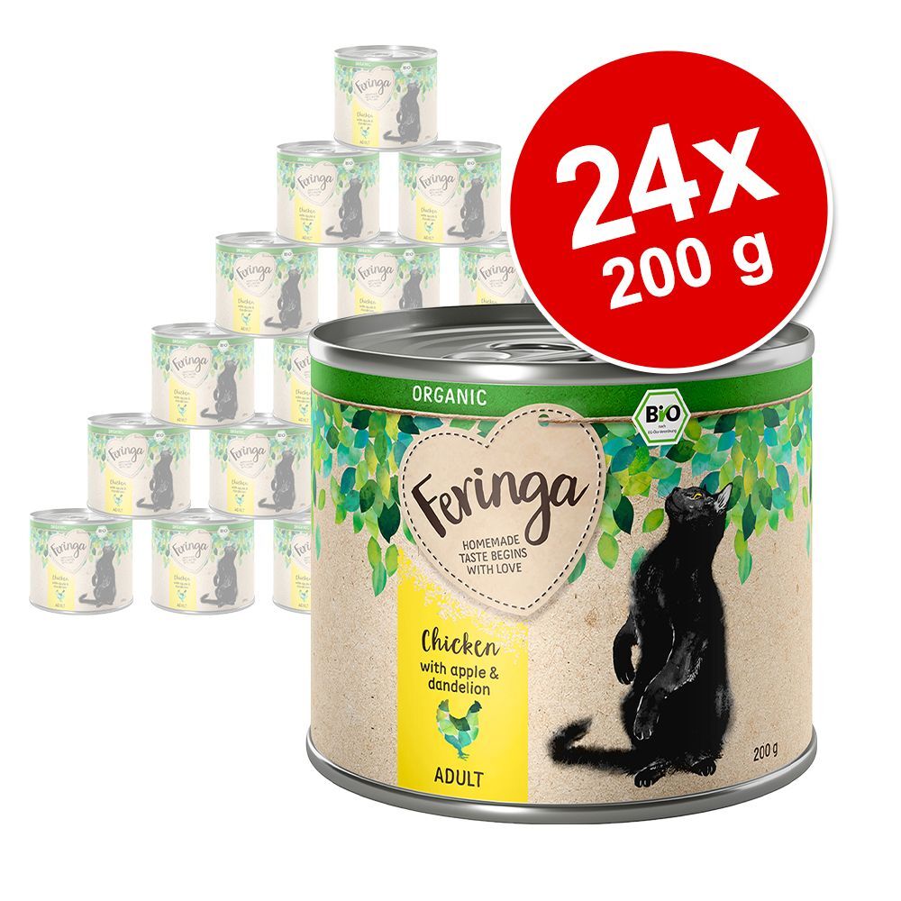 Feringa Lot Feringa Organic bio 24 x 200 g pour chat - Adult veau, potiron,...