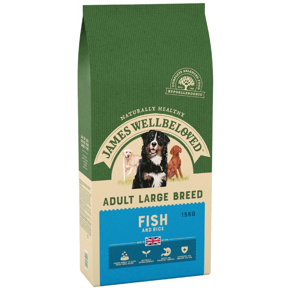 James Wellbeloved Adult Large Breed poisson, riz pour chien - 2 x 15 kg