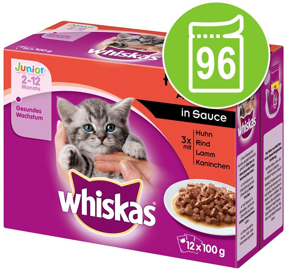 Whiskas Jumbopack Whiskas Junior 96 x 100 g pour chaton - Sélection de...