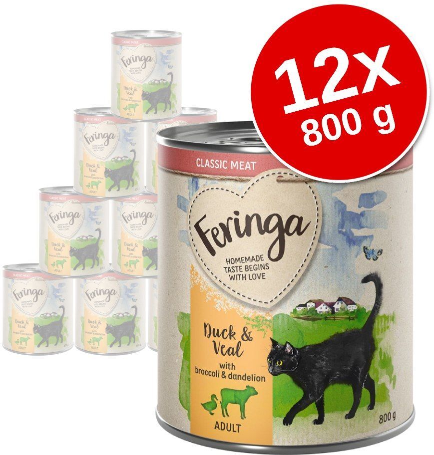 Feringa Lot Feringa Classic Meat Menu 12 x 800 g pour chat - saumon, dinde