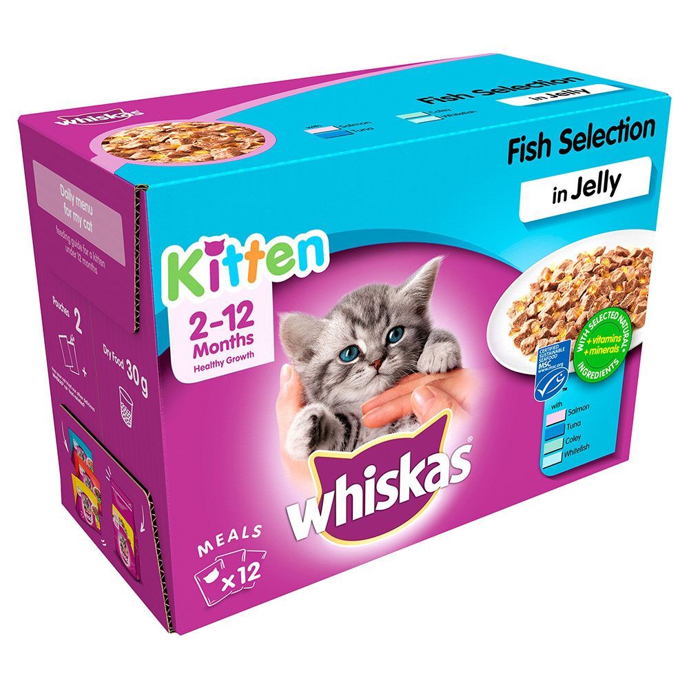 Whiskas 12x100 g Junior, sélection de poisson en gelée, Whiskas - Pâtée pour...