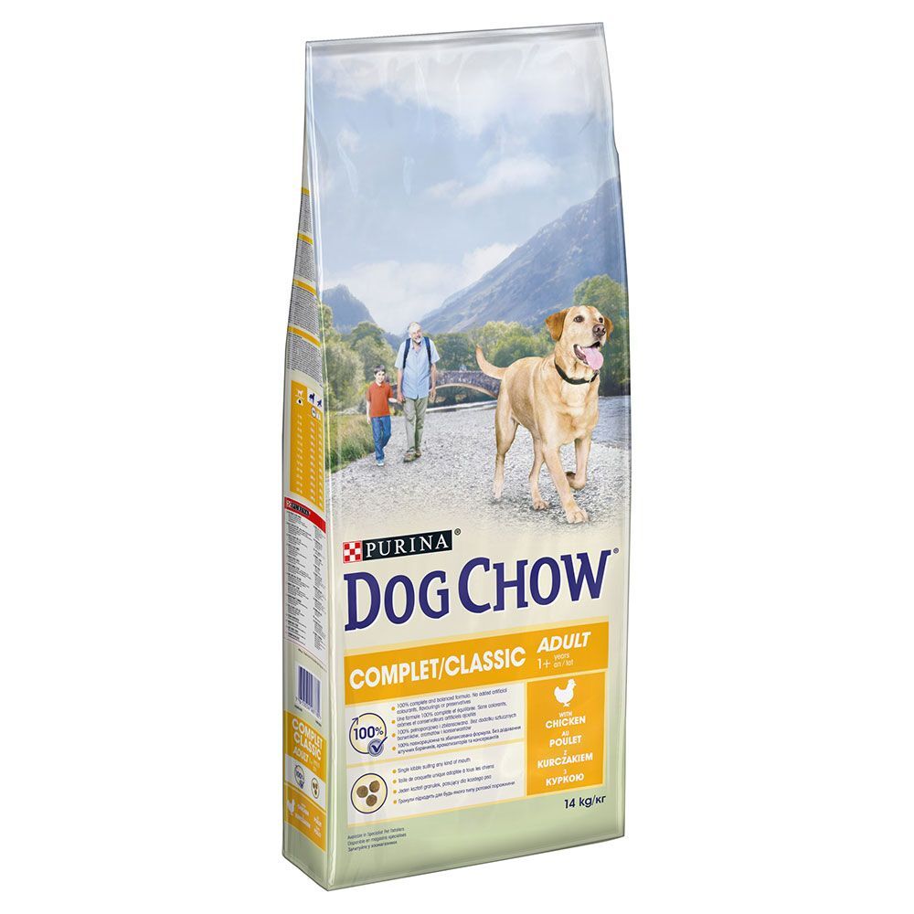 Dog Chow 14kg PURINA Dog Chow Complet/Classic, poulet - Croquettes pour chien