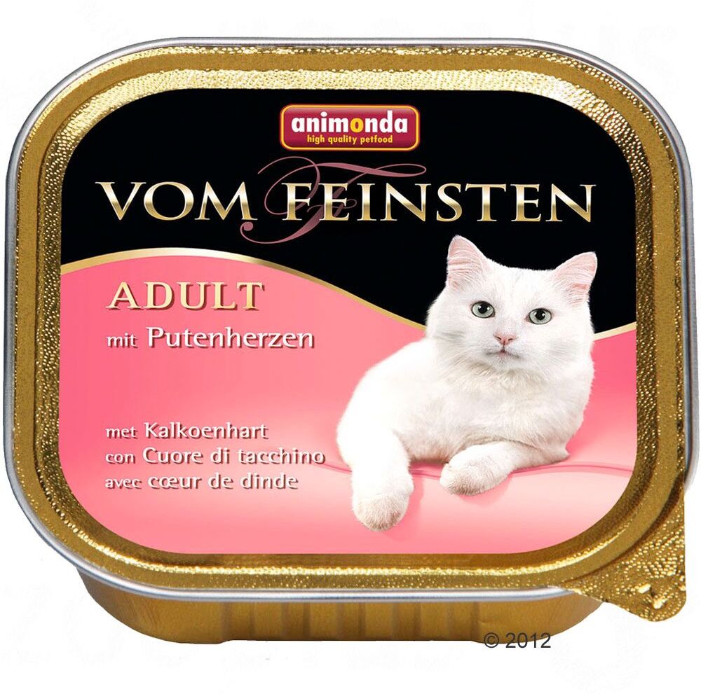 Animonda Vom Feinsten 32x100g Adult - cœurs de dinde Animonda Vom Feinsten - Pâtée pour Chat