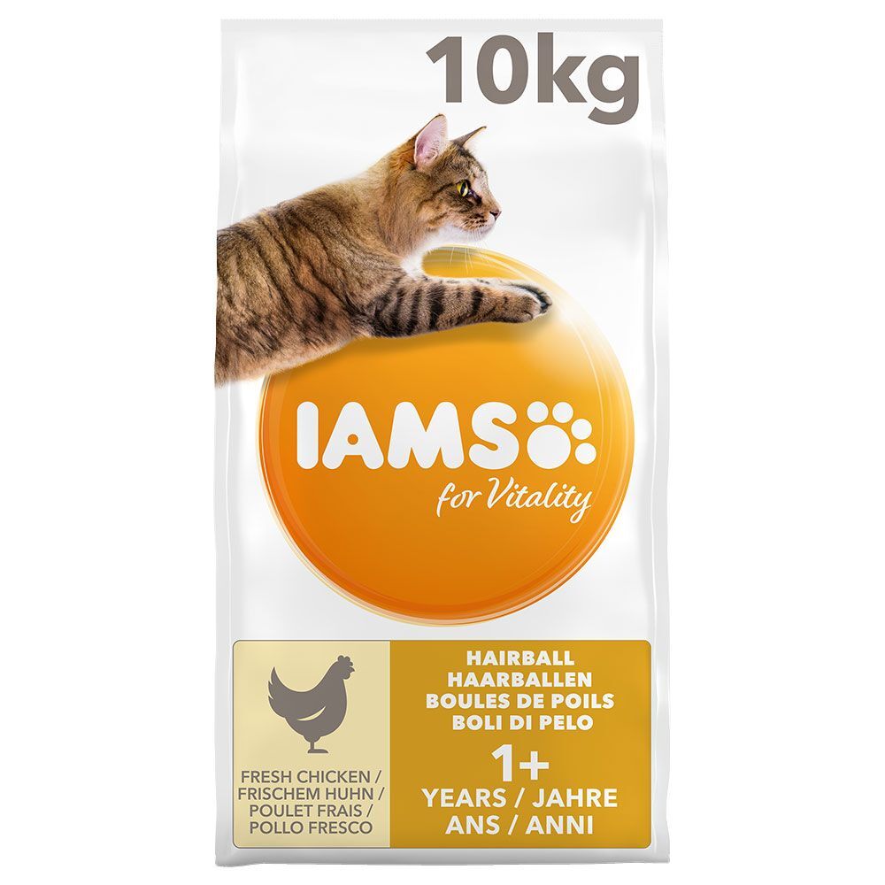 IAMS 2x10kg IAMS for Vitality Hairball Adult poulet - Croquettes pour chat