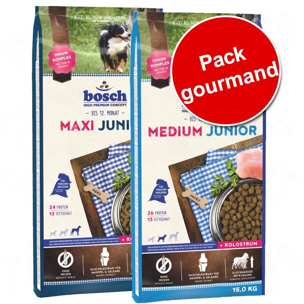 Bosch High Premium concept Pack gourmand bosch Junior 2 saveurs - Junior agneau, riz + Maxi Junior