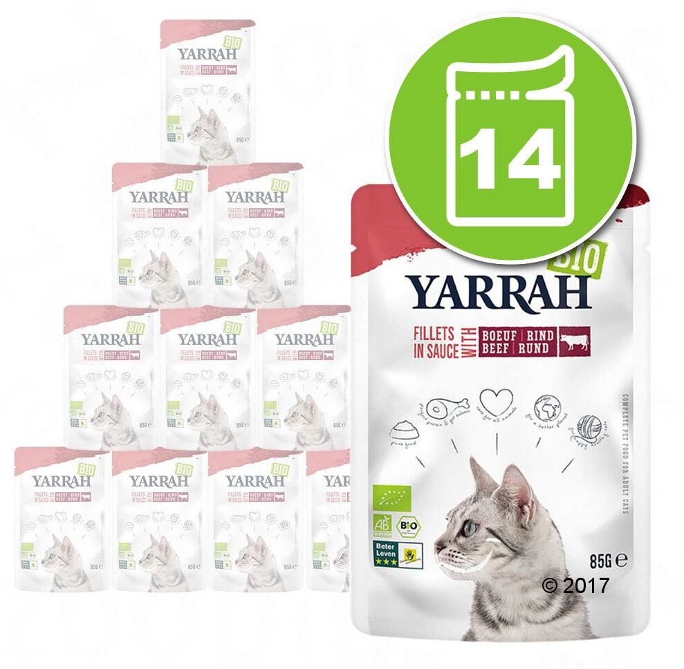 Yarrah Bio Filets en sauce 14 x 85 g pour chat - bœuf