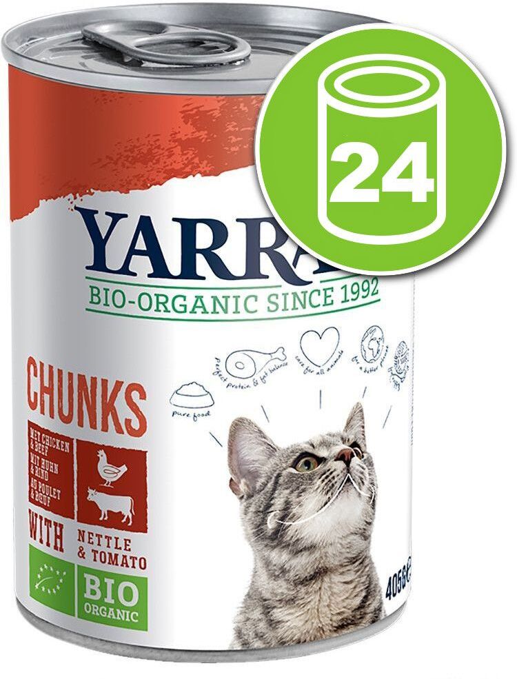 Yarrah Lot Yarrah Bio 24 x 400/405 g pour chat - Chunks bio : poulet bio,...