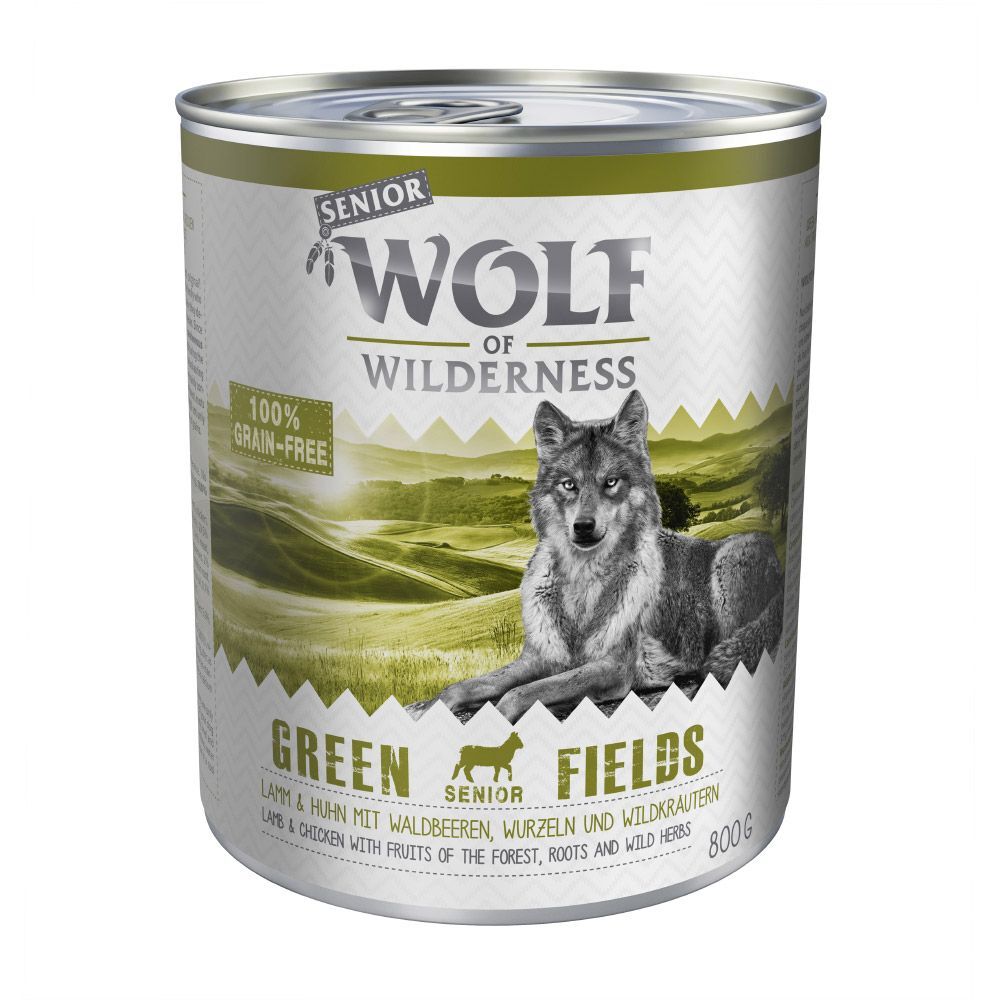 Wolf of Wilderness 6x800g Senior Wild Hills canard, veau Wolf of Wilderness - Pâtée pour...