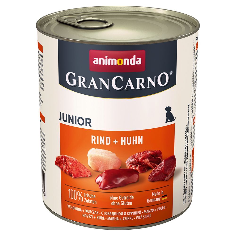 Animonda GranCarno Original Junior 6 x 800 g pour chiot - bœuf, cœurs...