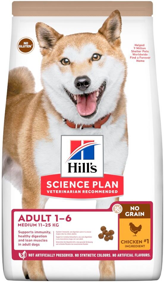 Hill's Science Plan Adult 1-6 No Grain Medium poulet pour chien - 2 x...