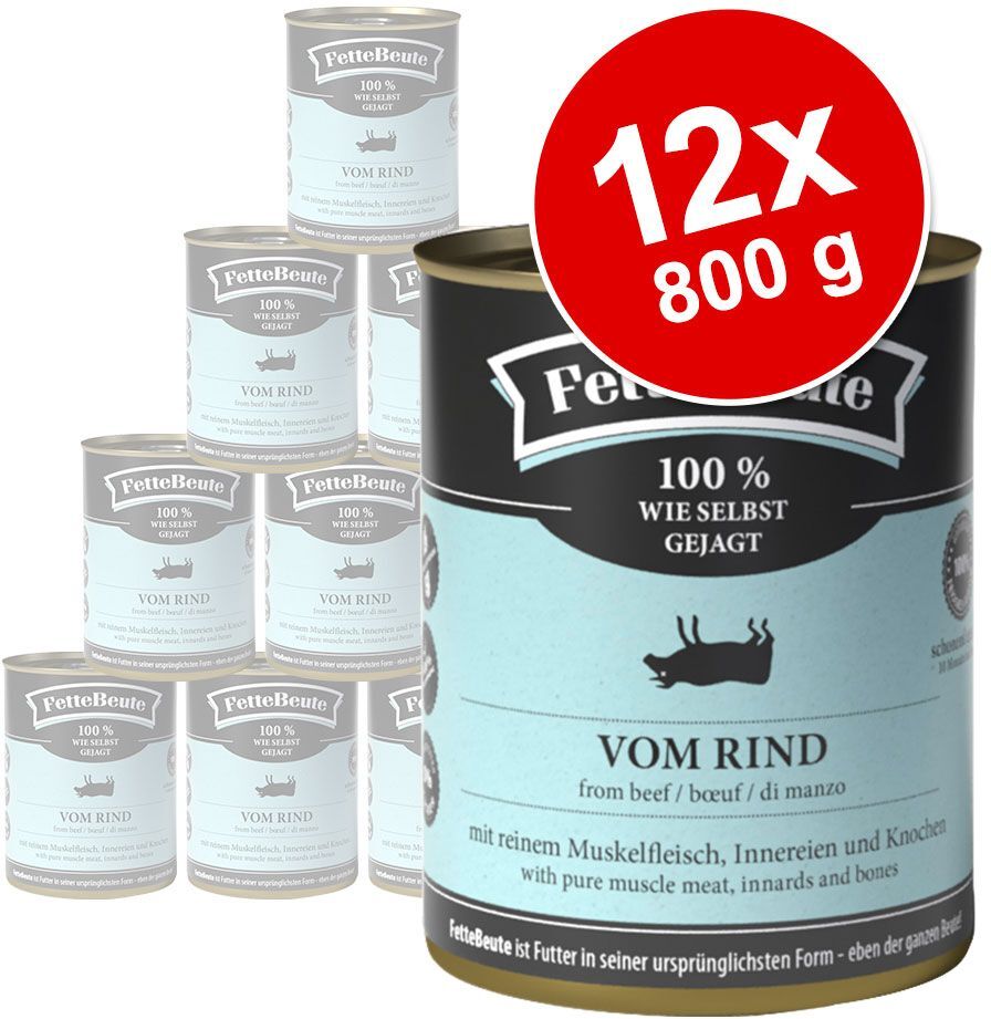 FetteBeute 12 x 800 g pour chien - canard