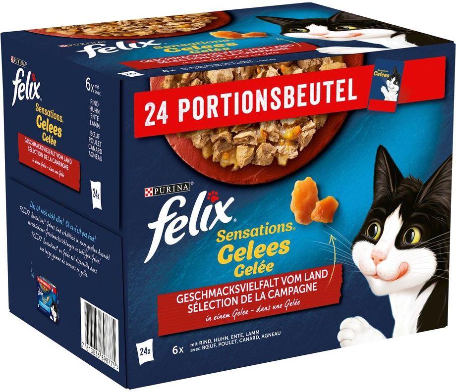 Felix "Sensations" en gelée 24 x 85 g - sélection à la viande